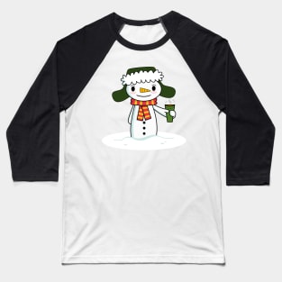 Happy Snowman with Coffee Baseball T-Shirt